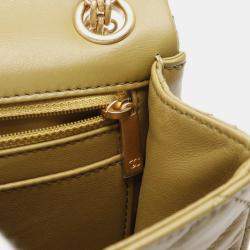 Pre Owned Chanel 2.55 Matelasse Mademoiselle Chain Shoulder Bag Calfskin Cowhide Khaki