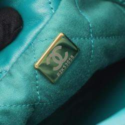 Pre Owned Chanel 22 Mini Shoulder Bag In Lambskin Sheep Leather Green