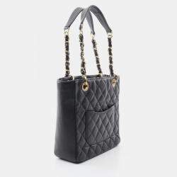 Pre Owned Chanel Matelasse Pst Tote Bag Caviar Skin Grained Calf Black