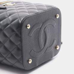 Pre Owned Chanel Matelasse Shoulder Bag In Grained Calfskin Leather Black