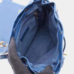Pre Owned Chanel Matelasse Backpack Lambskin Sheepskin Blue