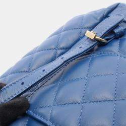 Pre Owned Chanel Matelasse Backpack Lambskin Sheepskin Blue