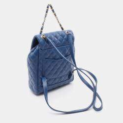 Pre Owned Chanel Matelasse Backpack Lambskin Sheepskin Blue