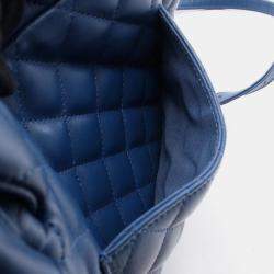 Pre Owned Chanel Matelasse Backpack Lambskin Sheepskin Blue