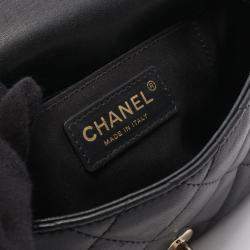 Pre Owned Chanel Matelasse Small Flap Shoulder Bag In Lambskin Leather Black