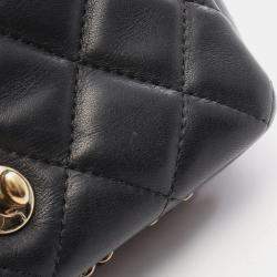 Pre Owned Chanel Matelasse Small Flap Shoulder Bag In Lambskin Leather Black