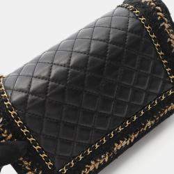 Pre Owned Chanel Boy Chanel Matelasse Shoulder Bag Lambskin Leather Black