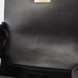 Pre Owned Chanel Boy Chanel Matelasse Shoulder Bag Lambskin Leather Black