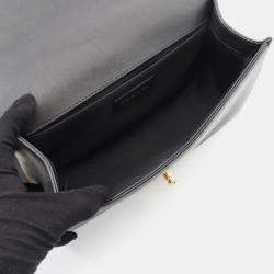 Pre Owned Chanel Boy Chanel Matelasse Shoulder Bag Lambskin Leather Black