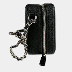 Pre Owned Chanel Shoulder Bag Cc Figley Caviar Skin Leather Black