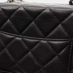Pre Owned Chanel Matelasse Small Box Shoulder Bag In Lambskin Leather Black