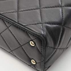 Pre Owned Chanel Matelasse Small Box Shoulder Bag In Lambskin Leather Black