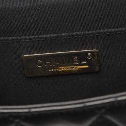 Pre Owned Chanel Matelasse Small Box Shoulder Bag In Lambskin Leather Black