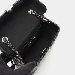 Pre Owned Chanel Matelasse Small Box Shoulder Bag In Lambskin Leather Black