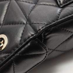 Pre Owned Chanel Matelasse Small Box Shoulder Bag In Lambskin Leather Black