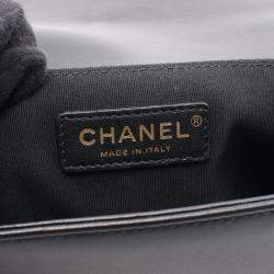 Pre Owned Chanel Boy Chanel Large Matelasse Shoulder Bag In Lambskin Fabric Black/Gold