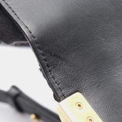 Pre Owned Chanel Boy Chanel Large Matelasse Shoulder Bag In Lambskin Fabric Black/Gold