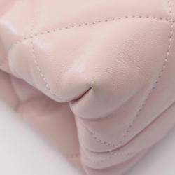 Pre Owned Chanel Matelasse Small Tote Bag Lambskin Sheepskin Pink