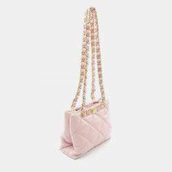Pre Owned Chanel Matelasse Small Tote Bag Lambskin Sheepskin Pink