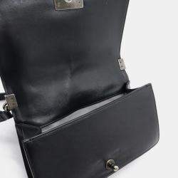 Pre Owned Chanel Boy Chanel 25 Wild Stitch Matelasse Coco Mark Chain Shoulder Bag Leather Black