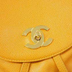 Pre Owned Chanel Leather Orange Backpack