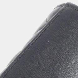 Pre Owned Chanel Chevron V-Stitch Shoulder Bag Leather Navy