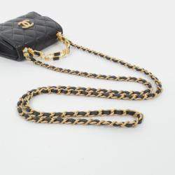 Pre Owned Chanel Chevron V-Stitch Shoulder Bag Leather Navy