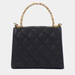 Pre Owned Chanel Chevron V-Stitch Shoulder Bag Leather Navy