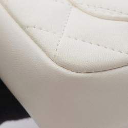 Pre Owned Chanel Mini Matelasse Shoulder Bag Lambskin Leather White