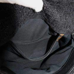 Pre Owned Chanel 19 2Way Hand Chain Shoulder Bag Tweed Leather Black