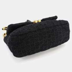 Pre Owned Chanel 19 2Way Hand Chain Shoulder Bag Tweed Leather Black