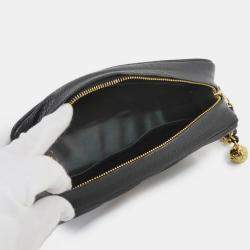 Pre Owned Chanel Chain Shoulder Bag In Caviar Leather With Black