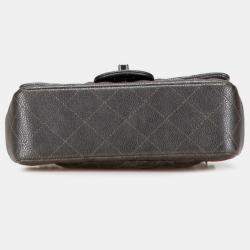 Pre Owned Chanel Mini Matelasse 20 Coco Mark Chain Shoulder Bag In Silver/Gray Caviar Skin