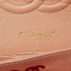 Pre Owned Chanel Coco Mark Coco Print Double Flap Chain Shoulder Bag Salmon Pink Multicolor Canvas