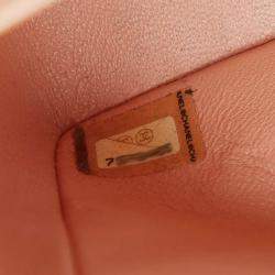 Pre Owned Chanel Coco Mark Coco Print Double Flap Chain Shoulder Bag Salmon Pink Multicolor Canvas