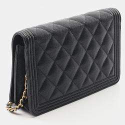 Pre Owned Chanel Boy Chanel Shoulder Bag In Grained Calfskin Leather Black