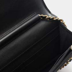 Pre Owned Chanel Boy Chanel Shoulder Bag In Grained Calfskin Leather Black