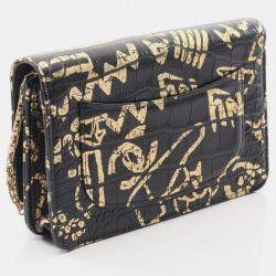 Pre Owned Chanel 2.55 Shoulder Bag Leather Black And Gold
