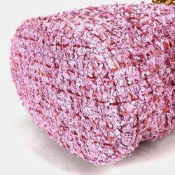 Pre Owned Chanel Cc Coco Mark Chain Bucket-Shaped Pochette Handbag Tweed Pink