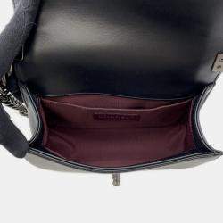 Pre Owned Chanel Boy Small Chain Shoulder Bag With Coco Mark Black And White