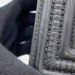 Pre Owned Chanel Boy Small Chain Shoulder Bag With Coco Mark Black And White