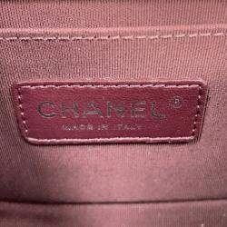 Pre Owned Chanel Boy Small Chain Shoulder Bag With Coco Mark Black And White