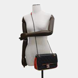 Pre Owned Chanel Chain Shoulder Bag Coco Mark Matelasse Lambskin Black