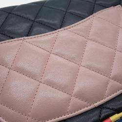 Pre Owned Chanel Chain Shoulder Bag Coco Mark Matelasse Lambskin Black