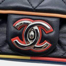 Pre Owned Chanel Chain Shoulder Bag Coco Mark Matelasse Lambskin Black