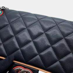 Pre Owned Chanel Chain Shoulder Bag Coco Mark Matelasse Lambskin Black