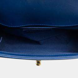 Pre Owned Chanel Boy 20 V Stitch Chain Shoulder Bag Blue Lambskin