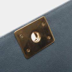 Pre Owned Chanel Boy Chanel Small Shoulder Bag Calfskin Leather Blue