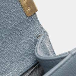 Pre Owned Chanel Boy Chanel Small Shoulder Bag Calfskin Leather Blue