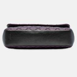 Pre Owned Chanel Purple Small Bicolor Quilted Aged Calfskin Lady Pearly Flap